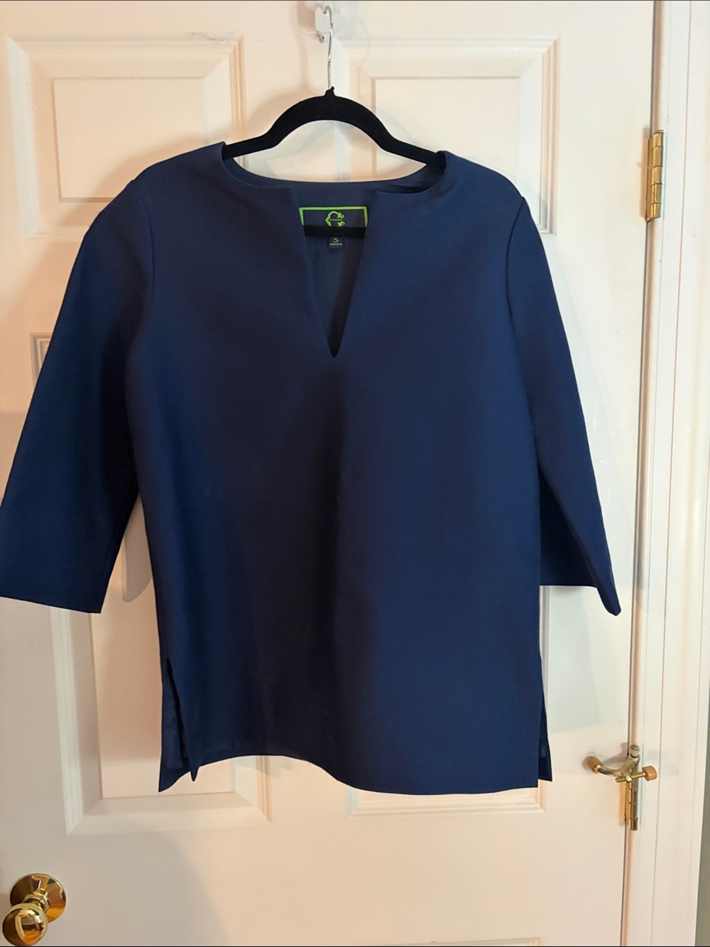C. Wonder Navy Split-Neck Tunic Top